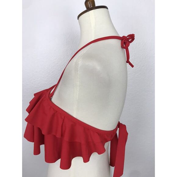 Cocoship Swim Ruffled High Waist Floral Bikini Set Swimsuit - Picture 4 of 10